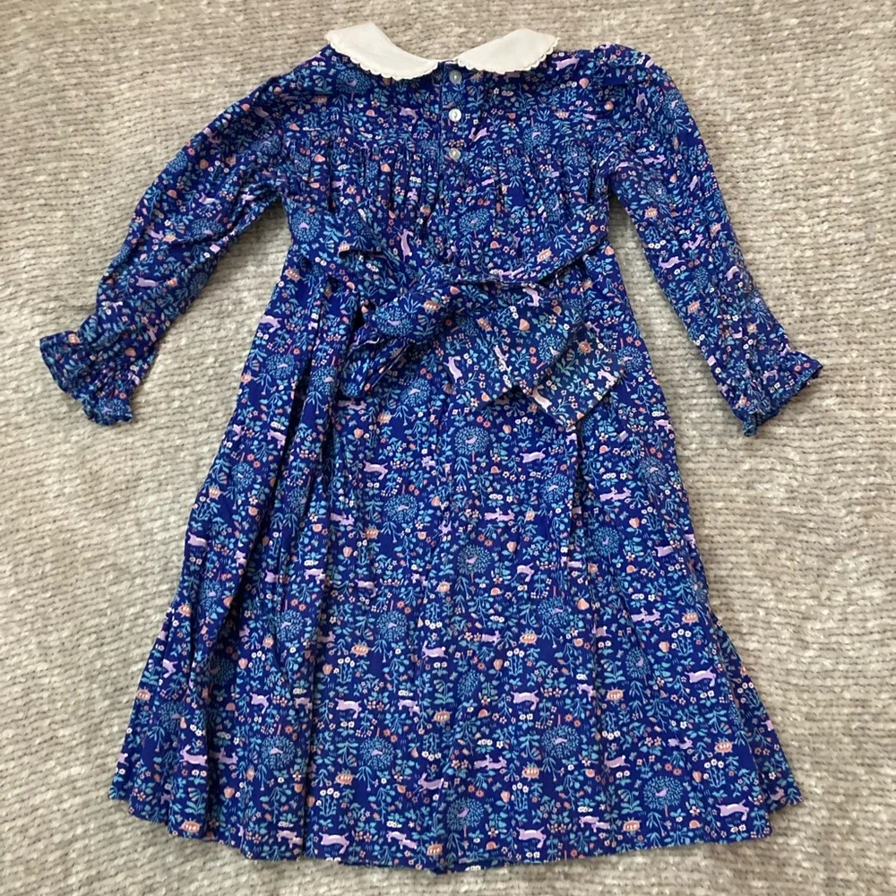 Vintage The Smockery Bunny Rabbit Floral Dress Sz 4 Easter Smocking‎ Long Sleeve